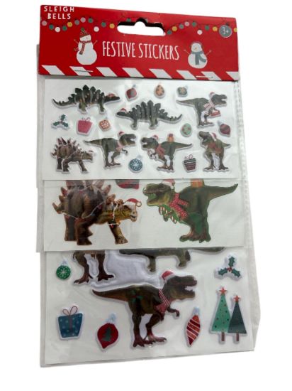Picture of 45 x Christmas Bubble Stickers Dinosaurs Christmas Stickers NEW