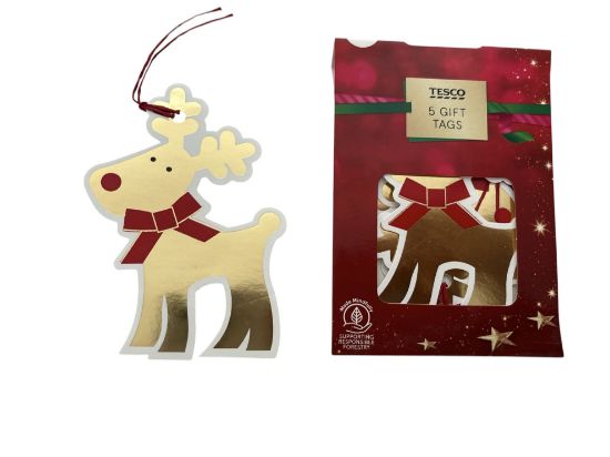 Picture of 5 x reindeer foil gift tags foiled christmas reindeer gift tags 15p says 50p on acket