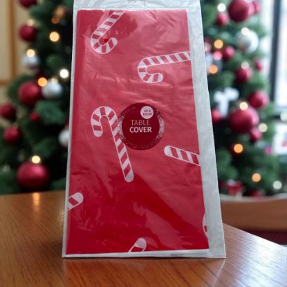 Picture of Candy Cane Tablecloth Red Christmas table cover candy cane design 137 x 182 cm