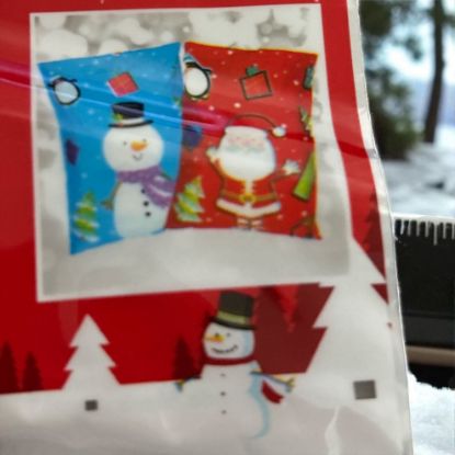 Picture of 2 x Large Christmas Drawstring Santa Sacks Christmas Stocking Toy Bags Gift Present SNOWMAN