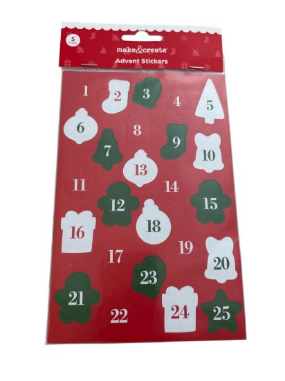 Picture of 125 x advent number stickers advent stickers 5 x 25 in the pack green red white