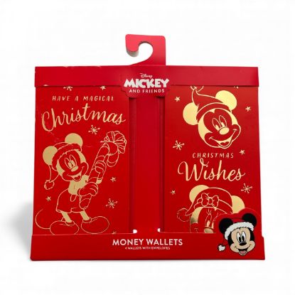 Picture of 4 x Disney Mickey & Minnie Mouse Christmas Money Wallets New Red and gold