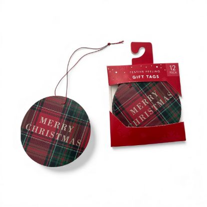 Picture of 12 x Christmas Gift Tags Red Scottish Tartan Design Gift Tags Tartan Gift Tags