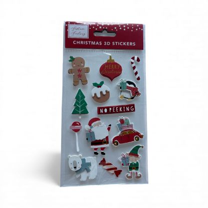 Picture of 3d CHRISTMAS  STICKERS x 13  christmas characters tree pudding penguin etc