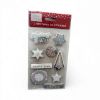 Picture of 9 x Christmas 3D Stickers Embellishments card making silver and white NEW
