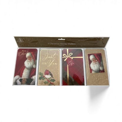 Picture of 4 x Christmas Money Wallet & Envelope   Traditional Christmas Santa Designs NEW