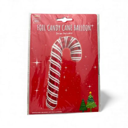 Picture of Foil candy cane balloon straw included NEW