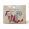Picture of Wooden Cat Christmas Tree Decoaration grey cat wooden Bauble NEW santa Cat NEW