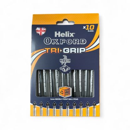 Picture of Helix Oxford Tri-Grip Ballpoint Pens 10 Pack - Black