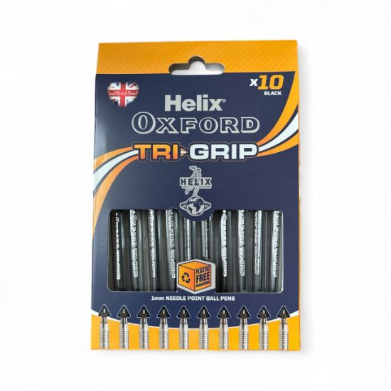 Picture of Helix Oxford Tri-Grip Ballpoint Pens 10 Pack - Black