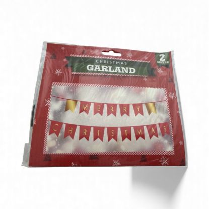 Picture of Merry Christmas Bunting Garland Banner Christmas Flag Garland red gold 2 metres