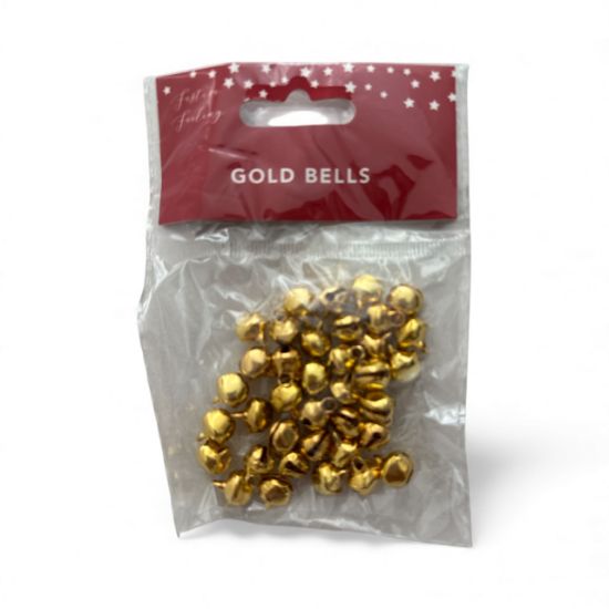 Picture of Small GOLD JINGLE BELLS CHARMS Christmas Bells for Craft etc NEW approx 32