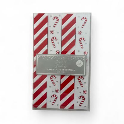 Picture of 200 x CHRISTMAS PAPER CHAINS red and white candy canes and candy stripes