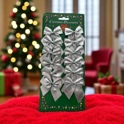 Picture of 12 x silver christmas bows  NEW Silver bows