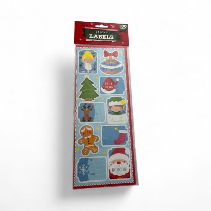 Picture of 100 X Kids Christmas Gift Tag Sticky Labels fairy tree gingerbread man santa etc