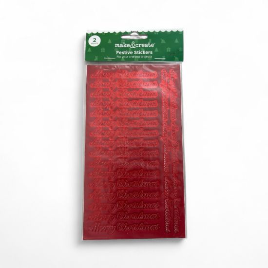 Picture of 44 x Red Merry Christmas Sentiment Stickers NEW