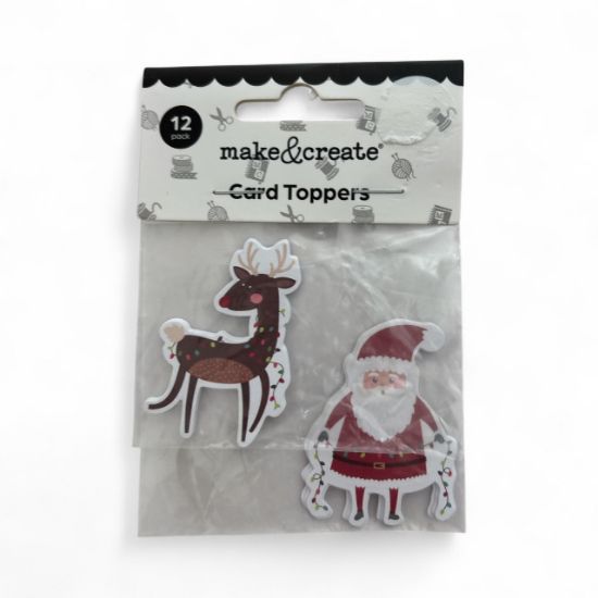 Picture of 12 x Christmas Reindeer & Santa Card Toppers self adhesive stickers