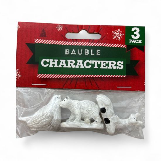 Picture of 3 x christmas bauble characters christmas tree baubles deer polar bear
