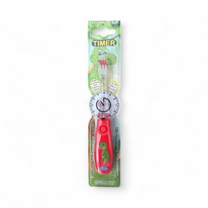 Picture of Red Dinosaur Toothbrush with Flashing TIMER Soft Toothbrush Red