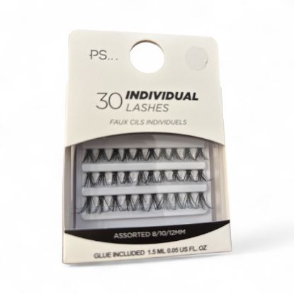 Picture of 30 x individual eye lashes false eyelashes assorted lengths 8 10 12 mm