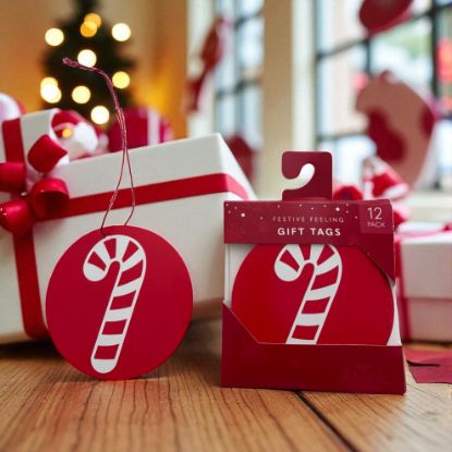 Picture of 12 x Christmas Gift Tags Candy Cane Gift Tags Stripy candy cane NEW