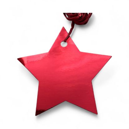 Picture of 8 x Christmas Gift Tags Foil red stars gift tags with twine NEW