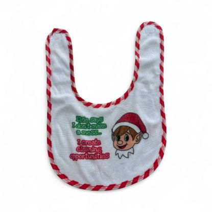 Picture of Christmas Baby Bib  Elf Naughty Christmas Elf I don't make a mess New