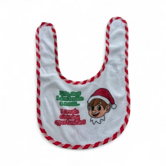 Picture of Christmas Baby Bib  Elf Naughty Christmas Elf I don't make a mess New