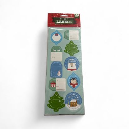 Picture of 100 X Christmas Gift Tags Sticky Labels cute polar bear penguin tree winter sceNE nEW
