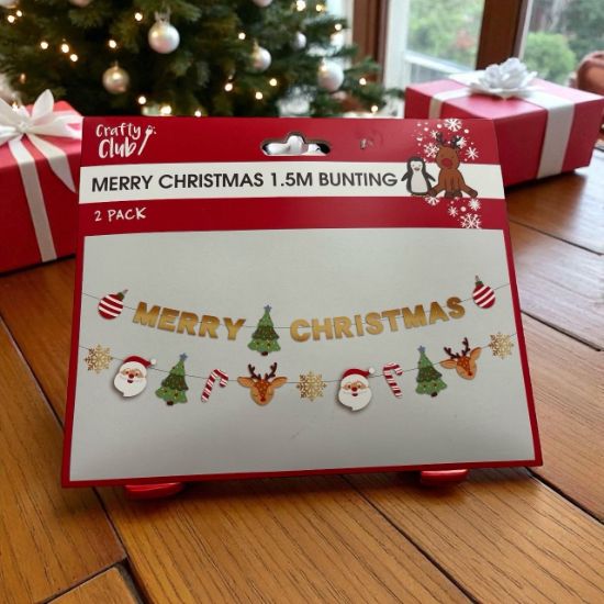 Picture of merry christmas bunting christmas characters santa snowflake tree reindeer etc 2 pack