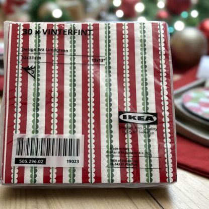 Picture of 30 x VINTERFINT Napkins IKA Napkins red green stripe 33cm NEW Paper