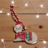Picture of Wooden Cat Christmas Tree Decoaration white cat wooden Bauble NEW blue packet