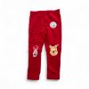 Picture of red winnie the pooh christmas trousers joggers winnie and piglet on each leg 9-12 months