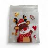 Picture of 25 x  self adhesive mini Christmas treat bags clear with santa, snpwman reindeer etc