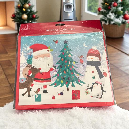 Picture of santa & snowman traditional Christmas Advent Calendar with Postal Envelope  a4 approx