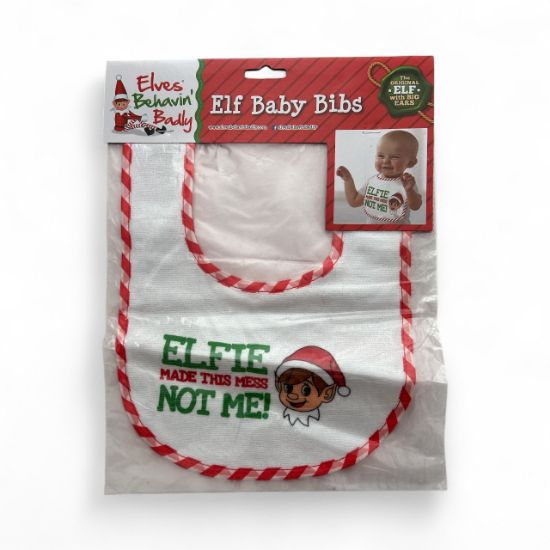 Picture of Christmas Baby Bib  Elf Naughty Christmas Elfie made this mess