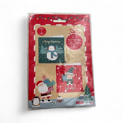 Picture of 2 x make your own christmas cards craft set red packet snowman and elf designs