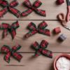 Picture of 10 x Christmas Tartan Bows Tree Decoration Crafting 4cm