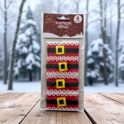 Picture of 4 x christmas napkin rings father christmas belt type