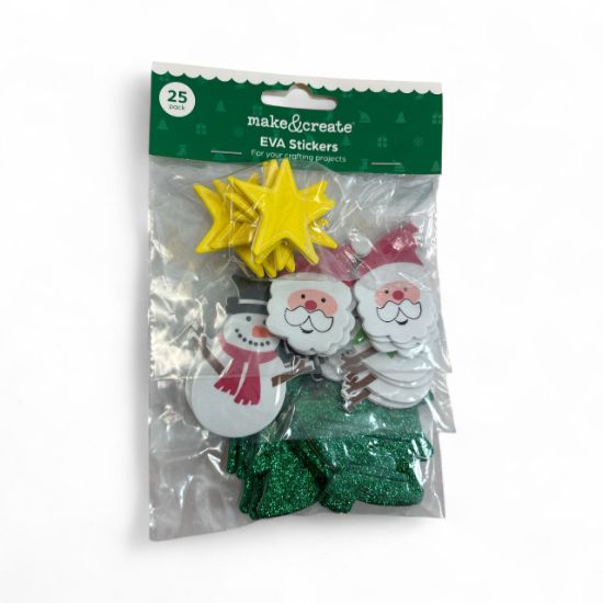 Picture of 25 x Christmas Foam Stickers star snowmen santa xmas tree stickers