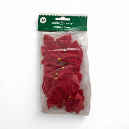 Picture of 12 x red  ribbon bows Christmas red bows NEW