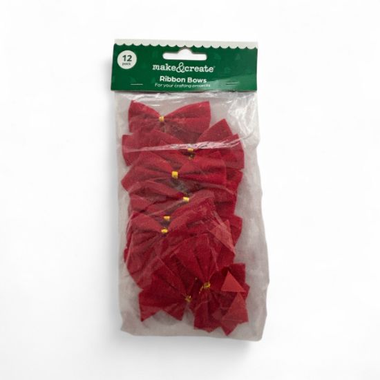 Picture of 12 x red  ribbon bows Christmas red bows NEW