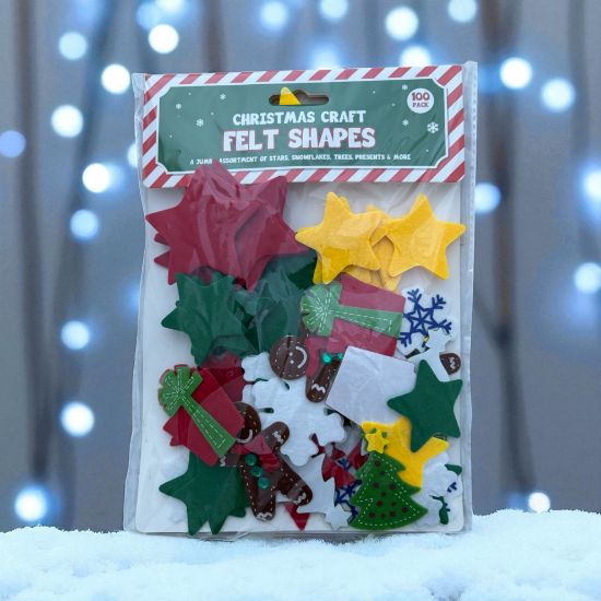 Picture of 100 x Christmas Felt Shapes star tree gift snowflake etc