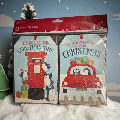 Picture of 8 x giant gift tags xmas  sending love this christmas time  with  red ribbon twine 2 designs new