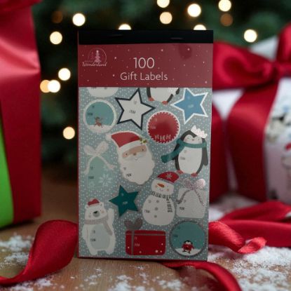 Picture of 100 x  Christmas Sticker Gift Tags Label Cute characters penguin snowman santa