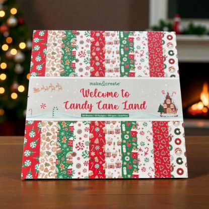 Picture of Welcome to Candy Cane Land christmas paper Pad: 6 x 6 Inch candy cane papers NEW