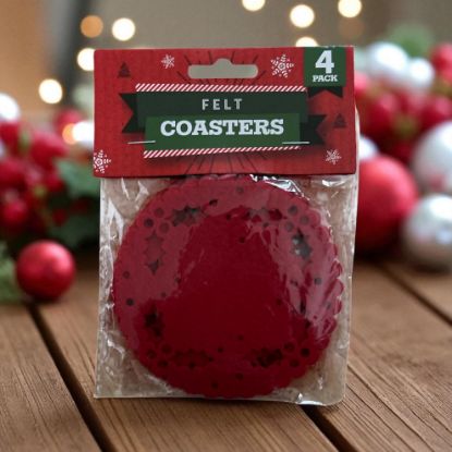 Picture of 4 xChristmas Red Christmas Drink Coasters New