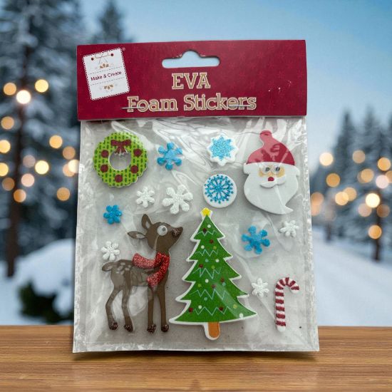 Picture of 16 x Christmas EVA Foam Stickers santa, snowflakes wreath tree