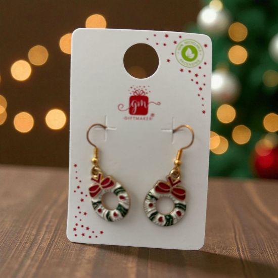 Picture of novelty  Christmas Earrings Christmas Wreath Design NEW