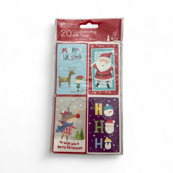Picture of 20 x Coordinating Self Adhesive Christmas Gift Tags santa Reindeer ef motifs  HOHOHO